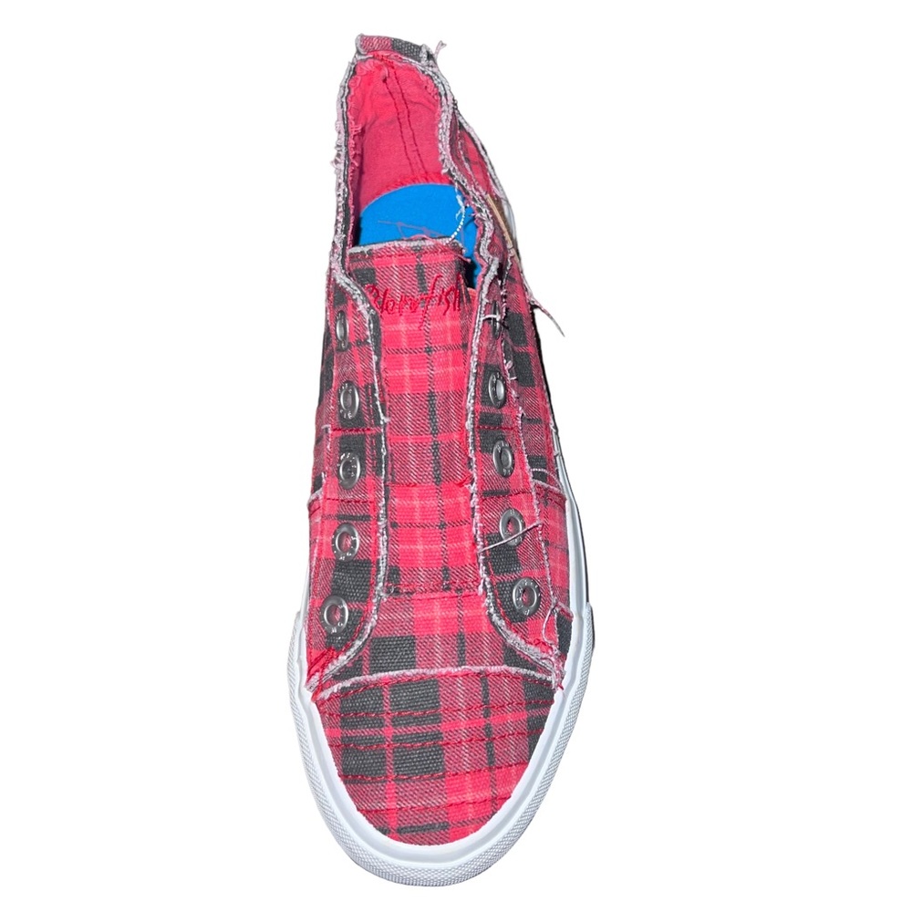 💥6 HR Temp Price Drop💥 Blowfish Malibu Red Grand Canyon Plaid Slip On Sneakers - Picture 8 of 16